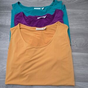 Susan Graver Multicolor Tank Top 3pk Size 2X Liquid Knit Sleeveless Scoop Neck